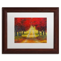Trademark Fine Art 'Autumn Pathway' Canvas Art by Daniel Moises, White Matte, Wood Frame