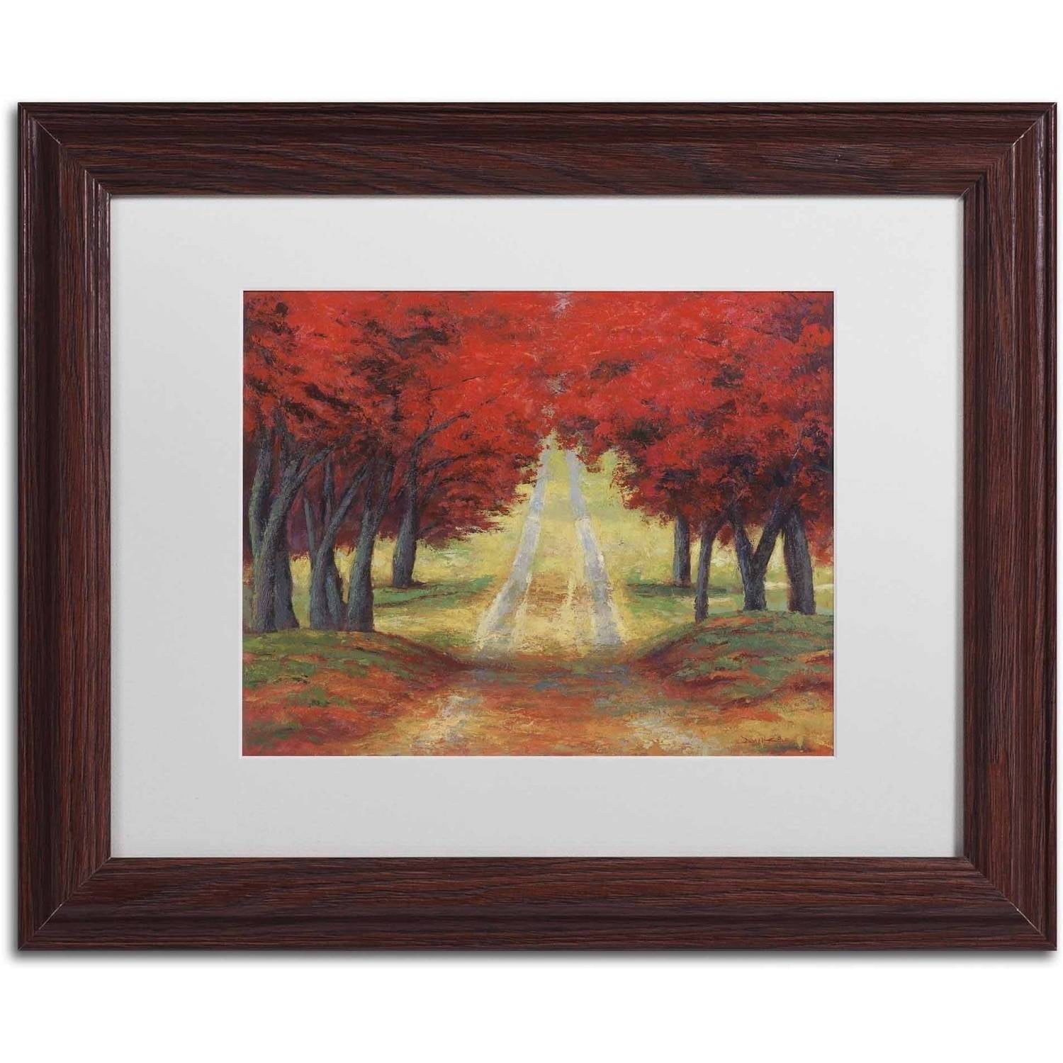 Trademark Fine Art 'Autumn Pathway' Canvas Art by Daniel Moises, White Matte, Wood Frame