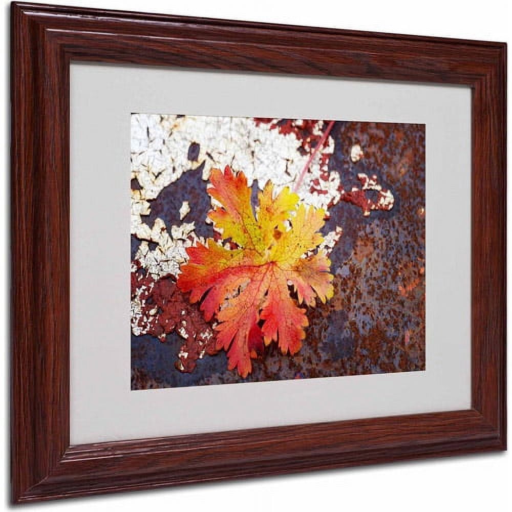 Autumn Leaf on Rusty Surface Framed Canvas Art