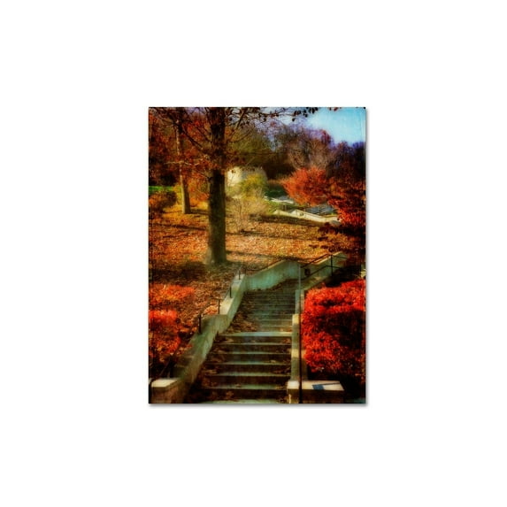 Trademark Fine Art "Autumn Stairway" Canvas Art by Lois Bryan