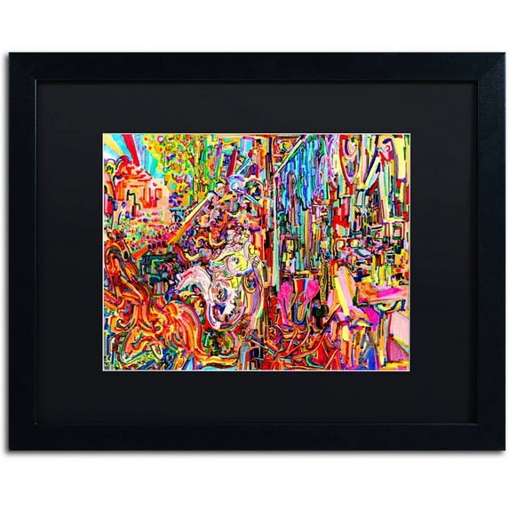 Trademark Fine Art "Awe Rides A Burning Steed" Canvas Art by Josh Byer, Black Matte, Black Frame