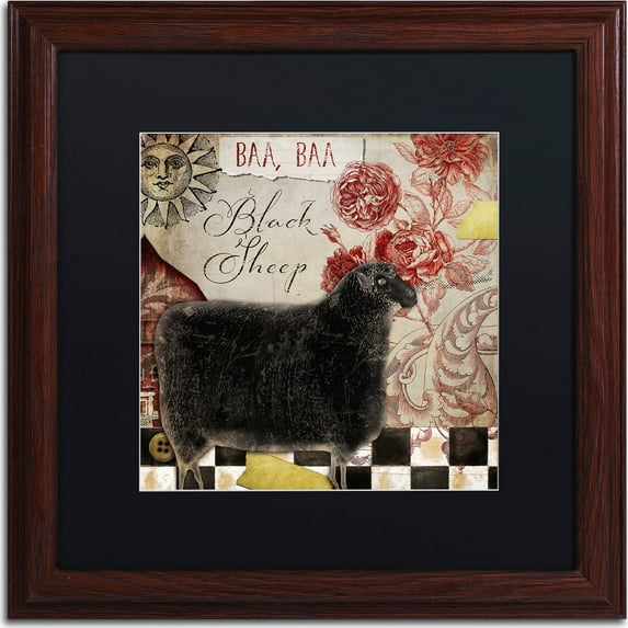 Trademark Fine Art "Baa Baa Black Sheep" Canvas Art by Color Bakery, Black Matte, Wood Frame