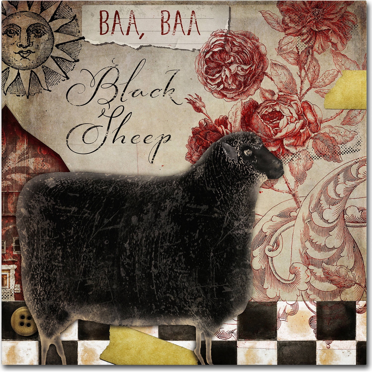 Trademark Fine Art "Baa Baa Black Sheep" Canvas Art by Color Bakery