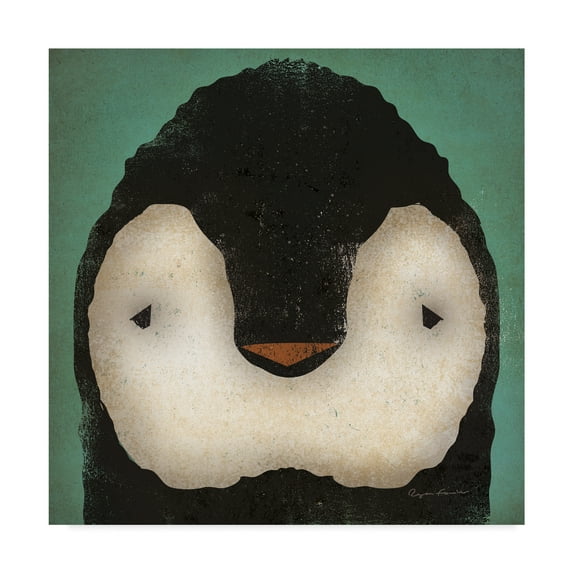 Trademark Fine Art 'Baby Penguin on Teal' Canvas Art by Ryan Fowler