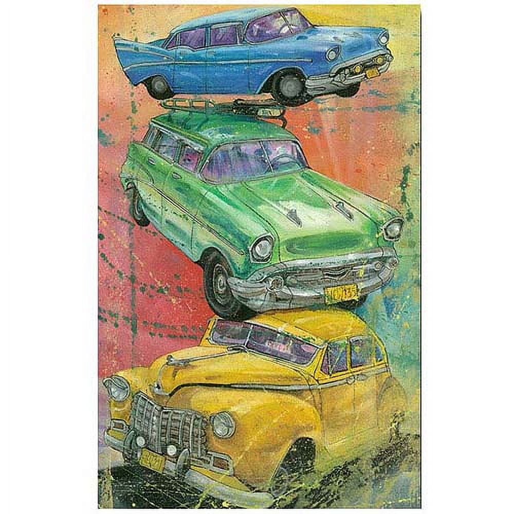 Colorful Vintage Cars Canvas Art Print, 22x32-Inch