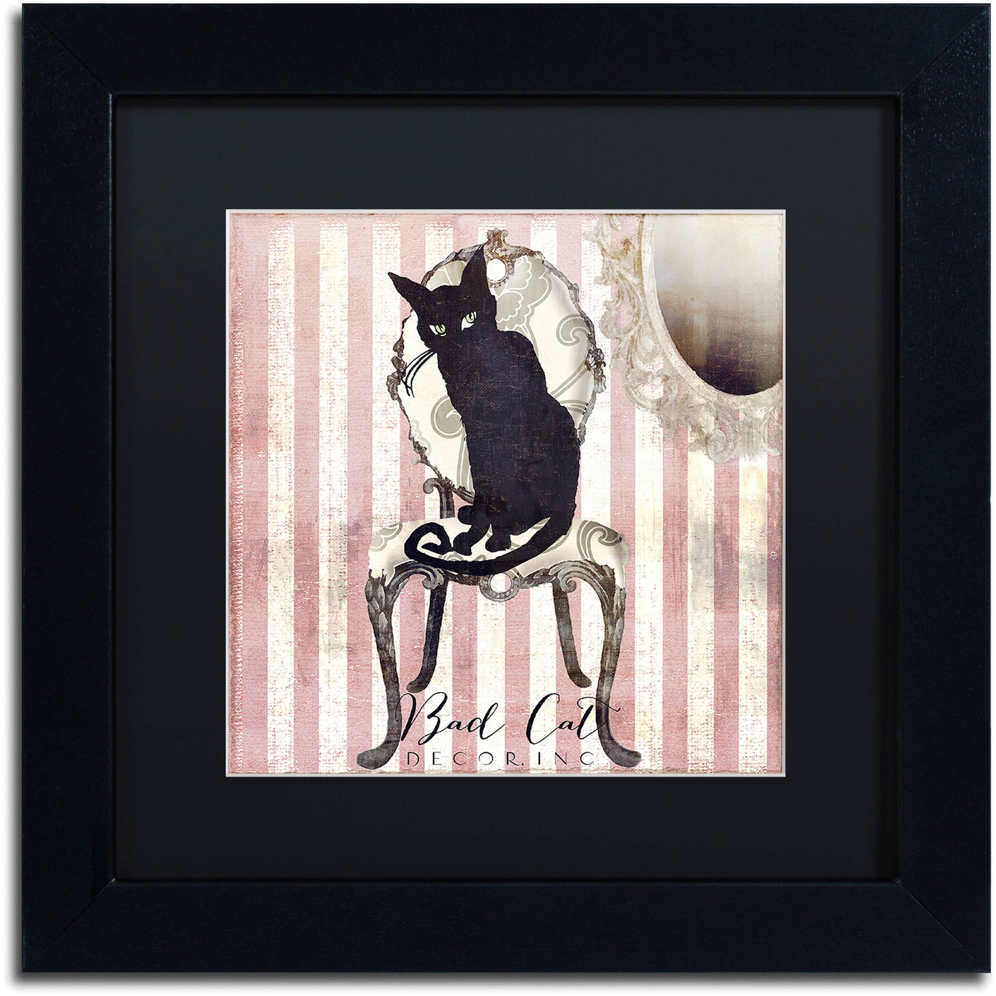 Trademark Fine Art "Bad Cat I" Canvas Art by Color Bakery Black Matte, Black Frame