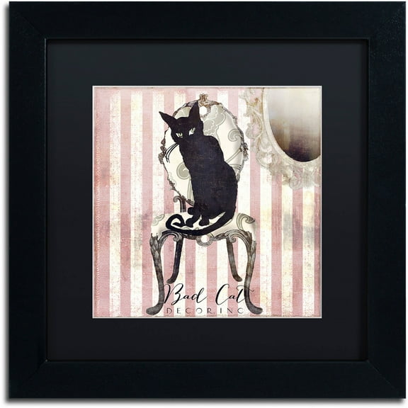 Trademark Fine Art "Bad Cat I" Canvas Art by Color Bakery Black Matte, Black Frame