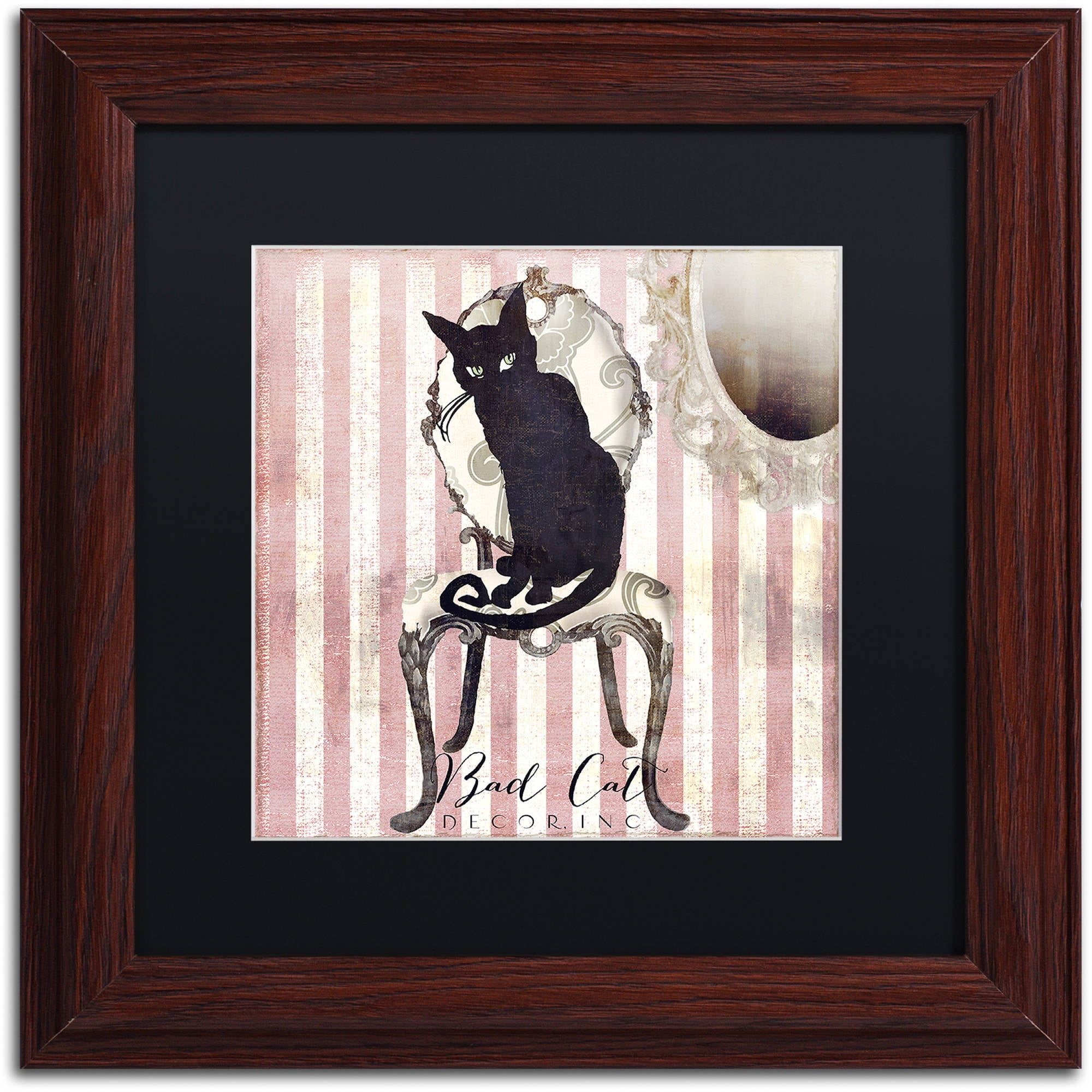 Trademark Fine Art "Bad Cat I" Canvas Art by Color Bakery Black Matte, Wood Frame
