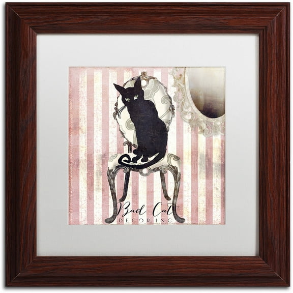 Trademark Fine Art "Bad Cat I" Canvas Art by Color Bakery White Matte, Wood Frame
