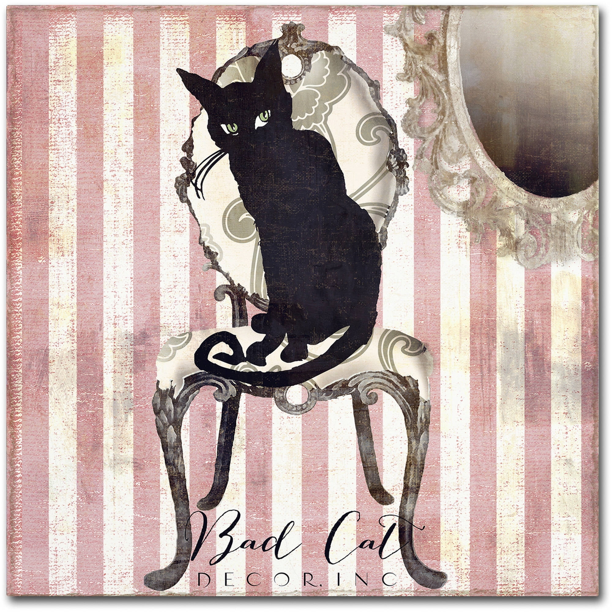 Bad Cat Black and Pink Canvas Art, 18 x 18 inches