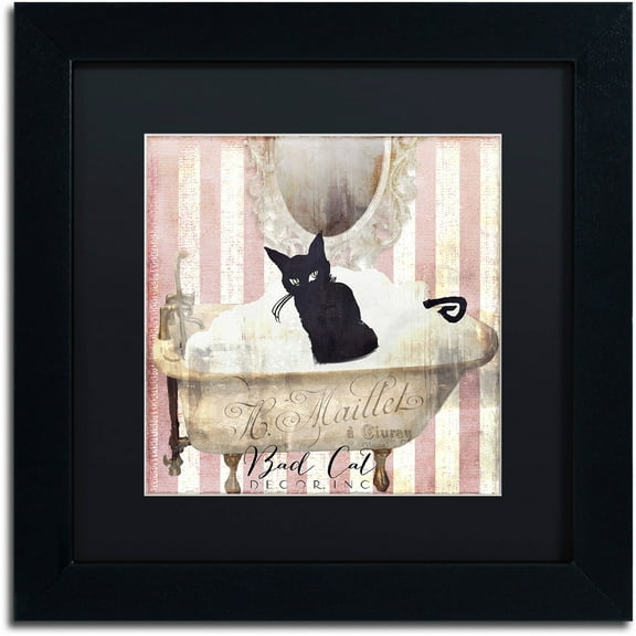 Trademark Fine Art "Bad Cat II" Canvas Art by Color Bakery Black Matte, Black Frame