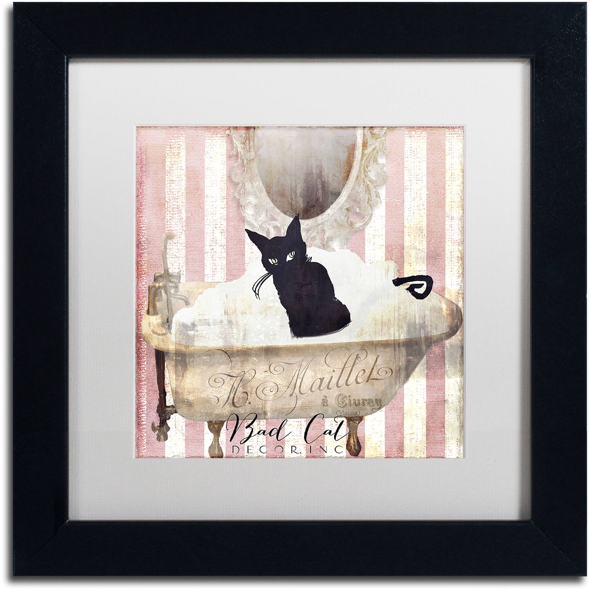 Trademark Fine Art "Bad Cat II" Canvas Art by Color Bakery White Matte, Black Frame
