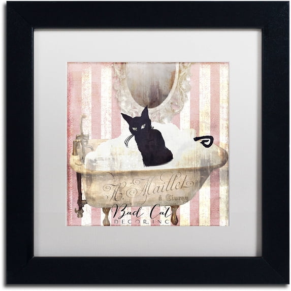Trademark Fine Art "Bad Cat II" Canvas Art by Color Bakery White Matte, Black Frame