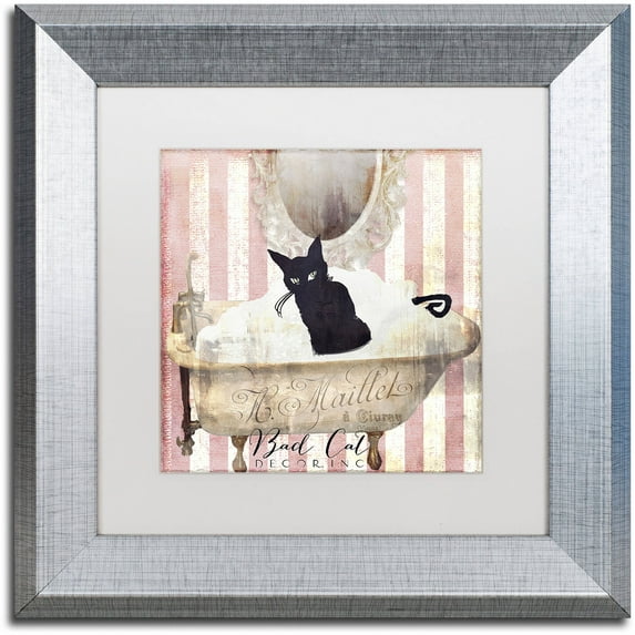 Trademark Fine Art "Bad Cat II" Canvas Art by Color Bakery White Matte, Silver Frame