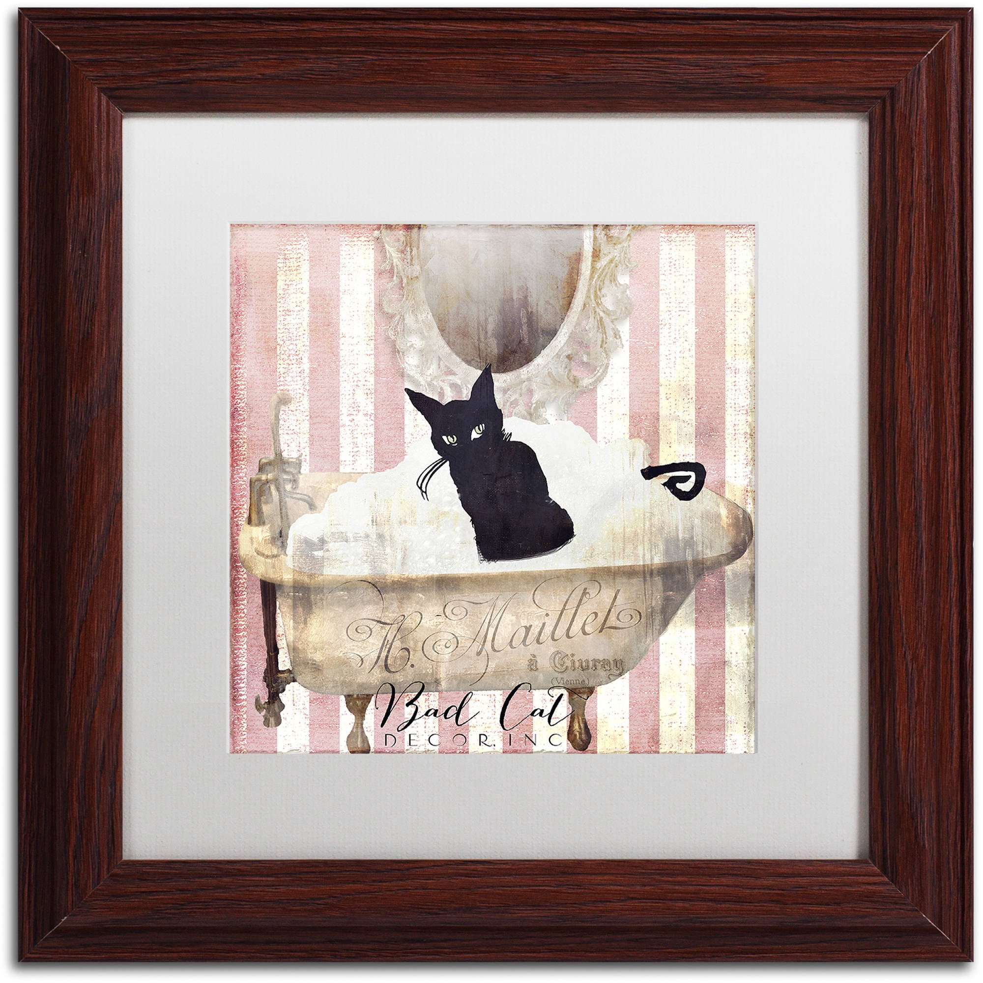 Trademark Fine Art "Bad Cat II" Canvas Art by Color Bakery White Matte, Wood Frame