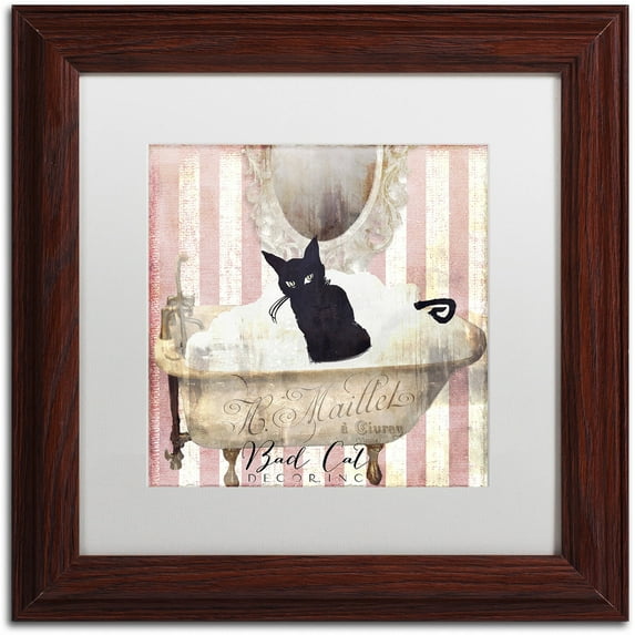 Trademark Fine Art "Bad Cat II" Canvas Art by Color Bakery White Matte, Wood Frame