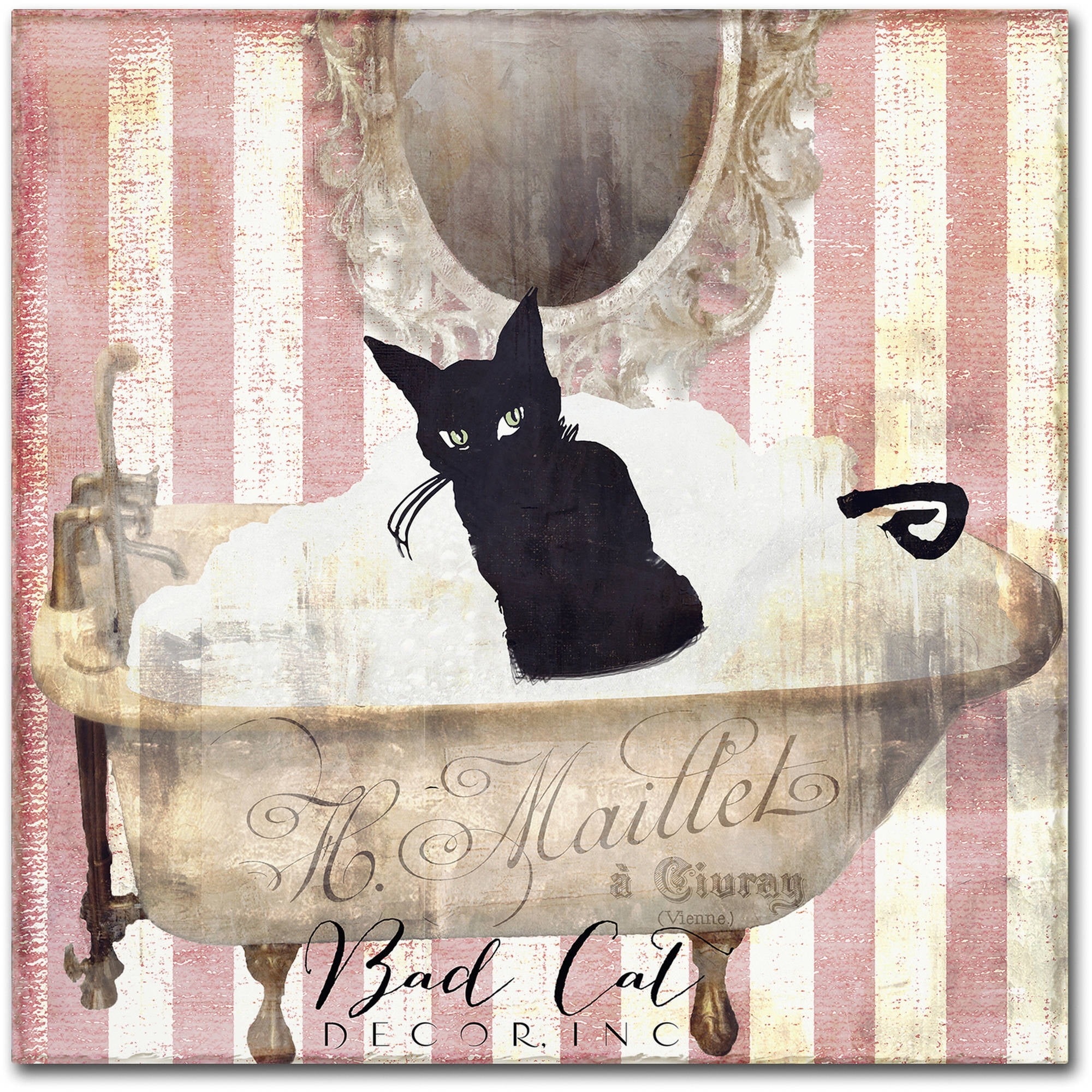 Bad Cat II Black Cat in Bathtub Canvas Wall Art