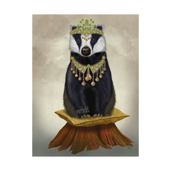 Trademark Fine Art 'Badger with Tiara, Full' Canvas Art by Fab Funky