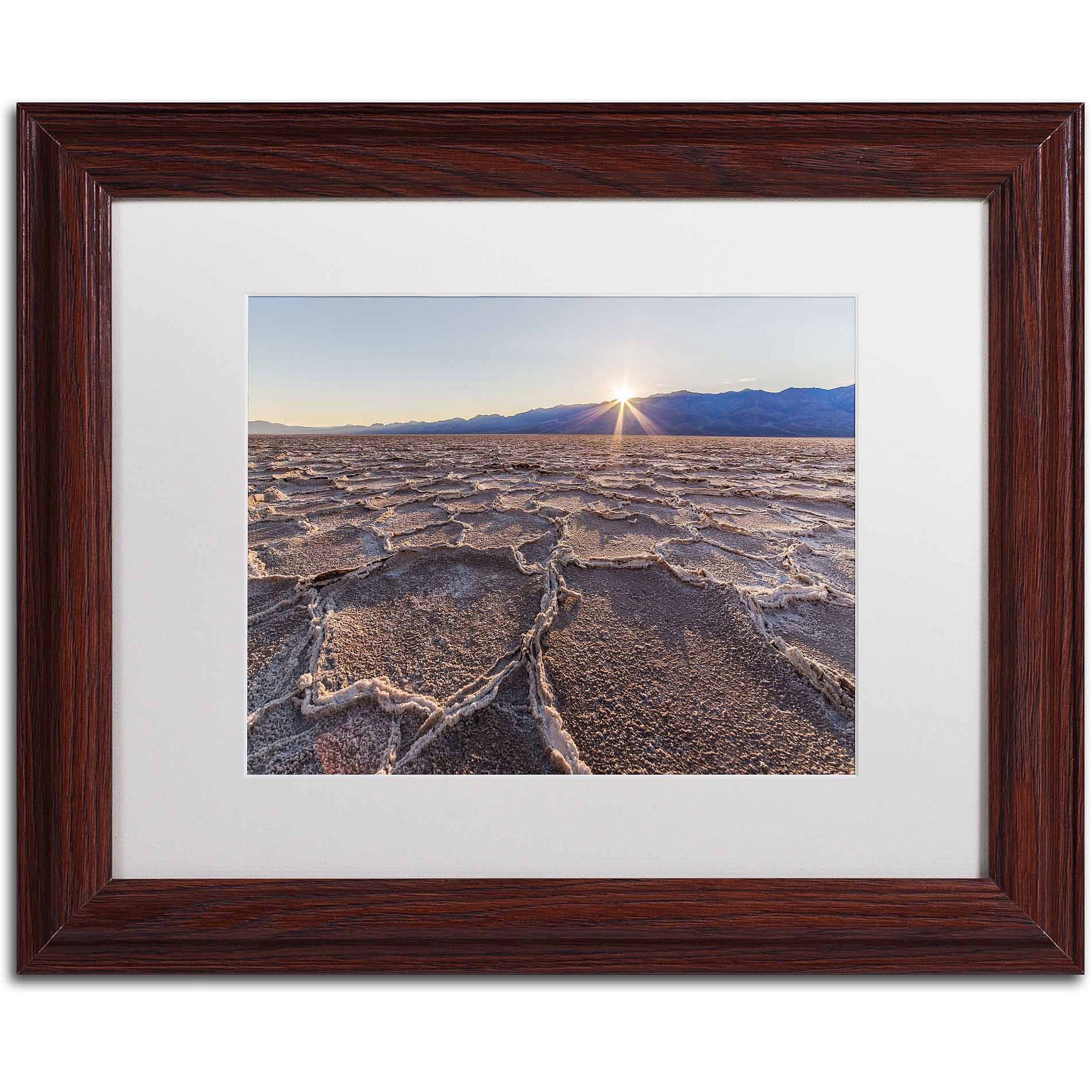Trademark Fine Art "Badwater Sunset" Canvas Art by Pierre Leclerc, White Matte/Wood Frame