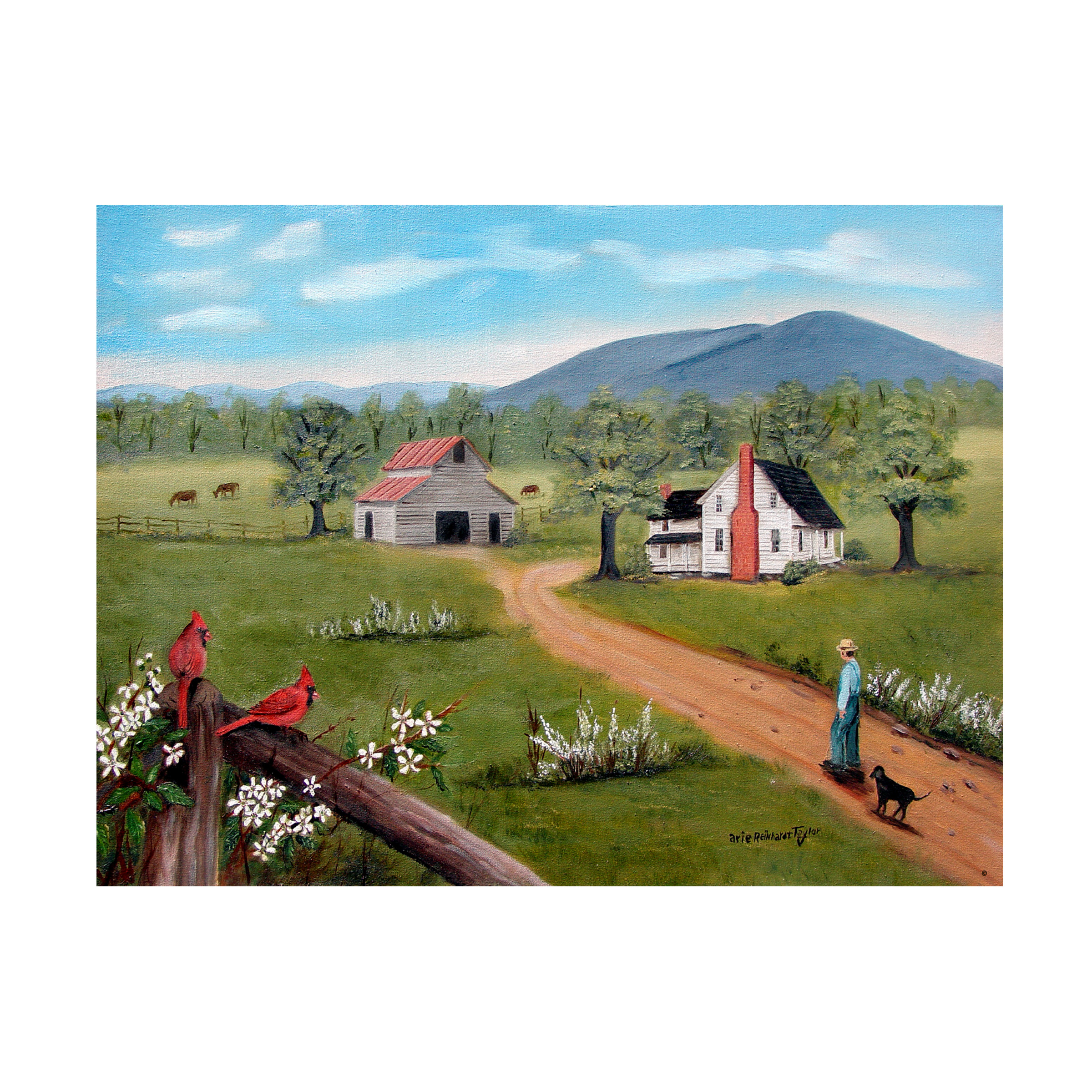Trademark Fine Art 'Bakers Mtn And Cardinals' Canvas Art by Arie Reinhardt Taylor