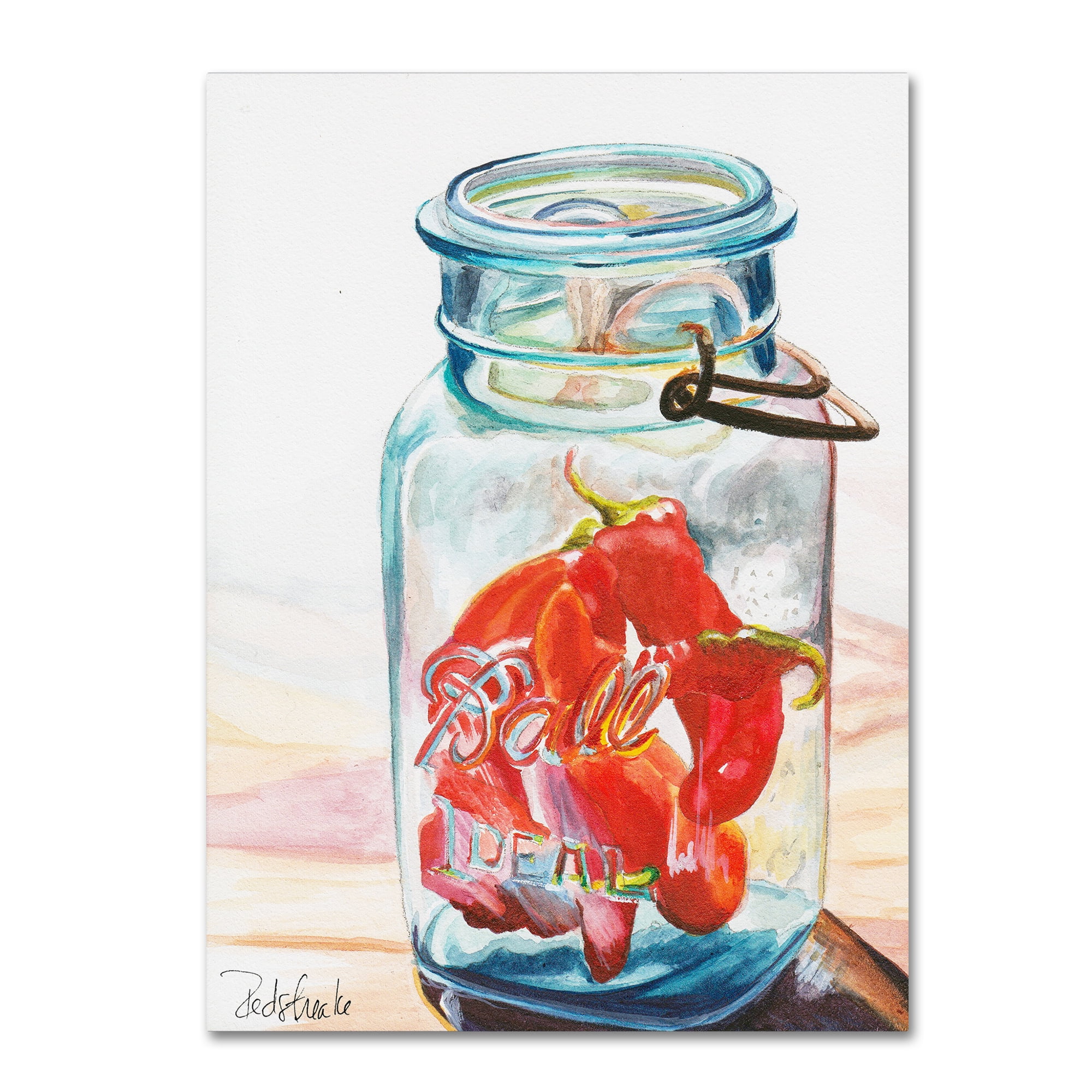 Trademark Fine Art "Ball Jar Ideal Peppers" Canvas Art by Jennifer Redstreake