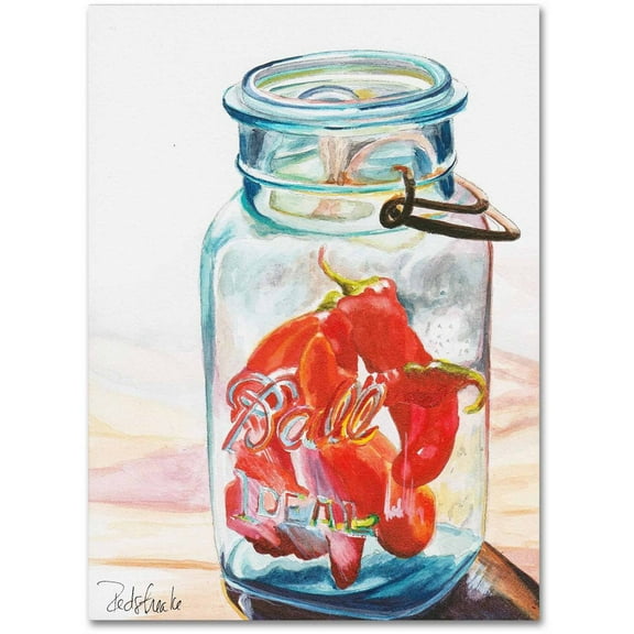 Trademark Fine Art "Ball Jar Ideal Peppers" Canvas Art by Jennifer Redstreake