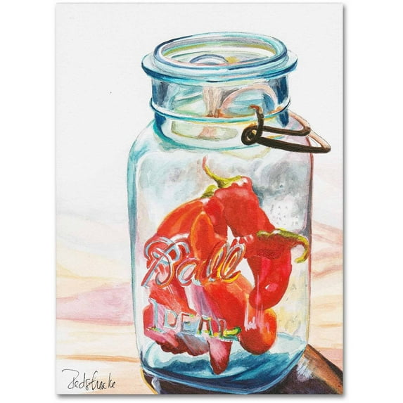 Trademark Fine Art "Ball Jar Ideal Peppers" Canvas Art by Jennifer Redstreake