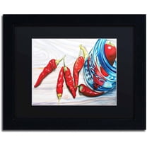 Trademark Fine Art "Ball Jar Peppers" Canvas Art by Jennifer Redstreake Black Matte, Black Frame