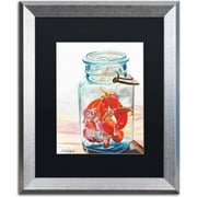 Trademark Fine Art "Ball Jar Peppers" Canvas Art by Jennifer Redstreake Black Matte, Silver Frame