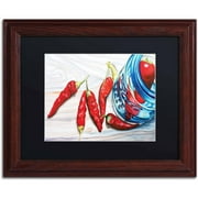 Trademark Fine Art "Ball Jar Peppers" Canvas Art by Jennifer Redstreake Black Matte, Wood Frame