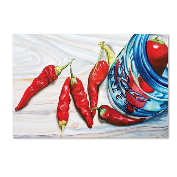 Trademark Fine Art "Ball Jar Peppers" Canvas Art by Jennifer Redstreake