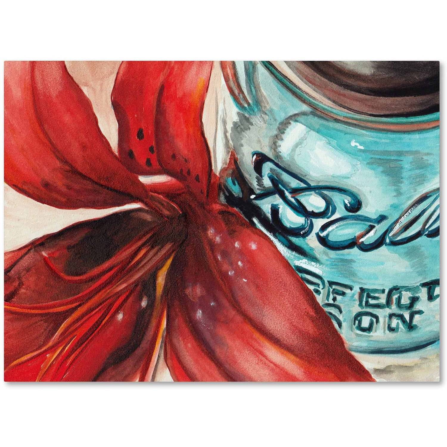 Trademark Fine Art "Ball Jar Red Lily" Canvas Art by Jennifer Redstreake
