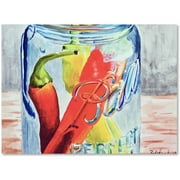 Trademark Fine Art "Ball Jar with 3 Peppers" Canvas Art by Jennifer Redstreake