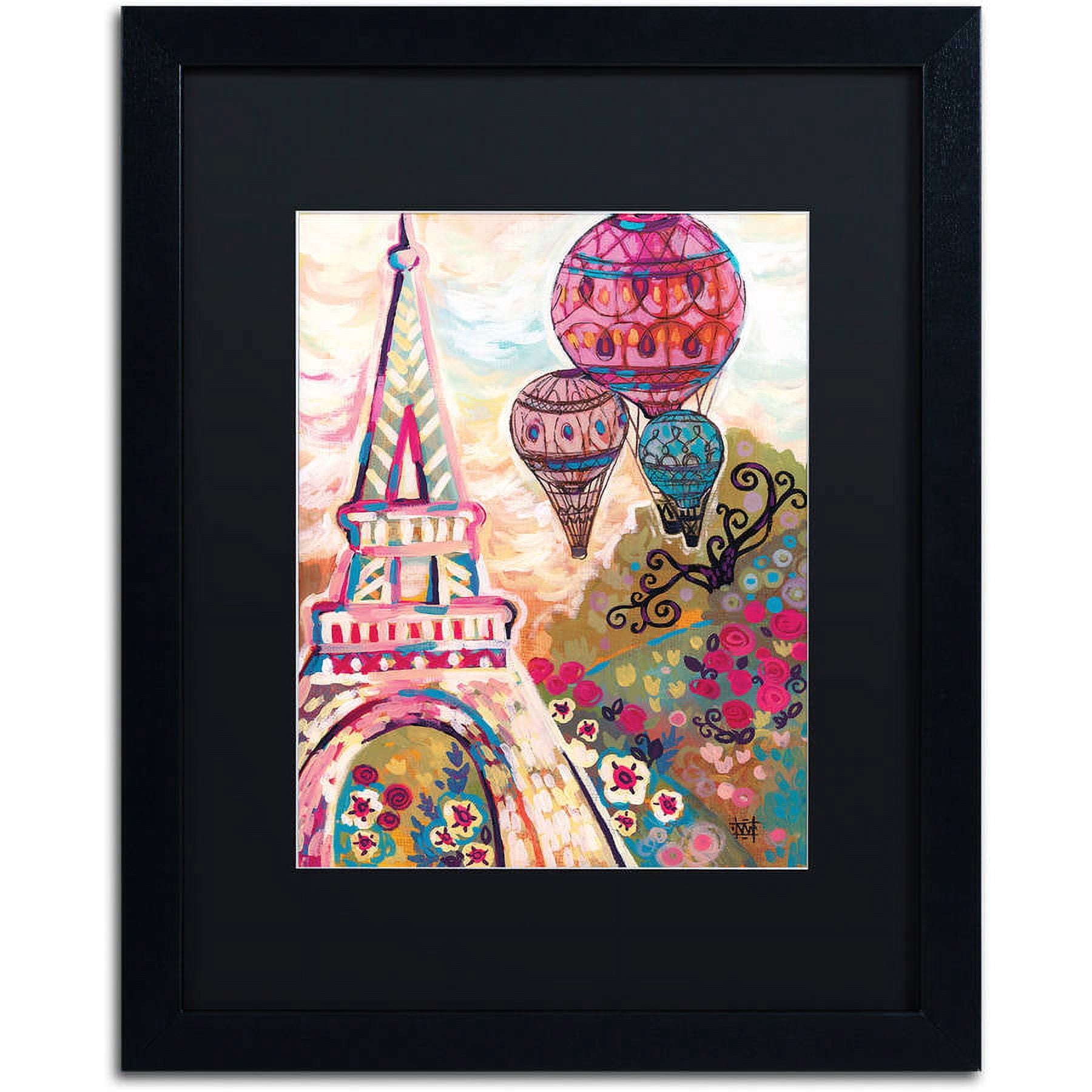 Trademark Fine Art "Ballons Sur Paris" Canvas Art by Natasha Wescoat, Black Matte, Black Frame