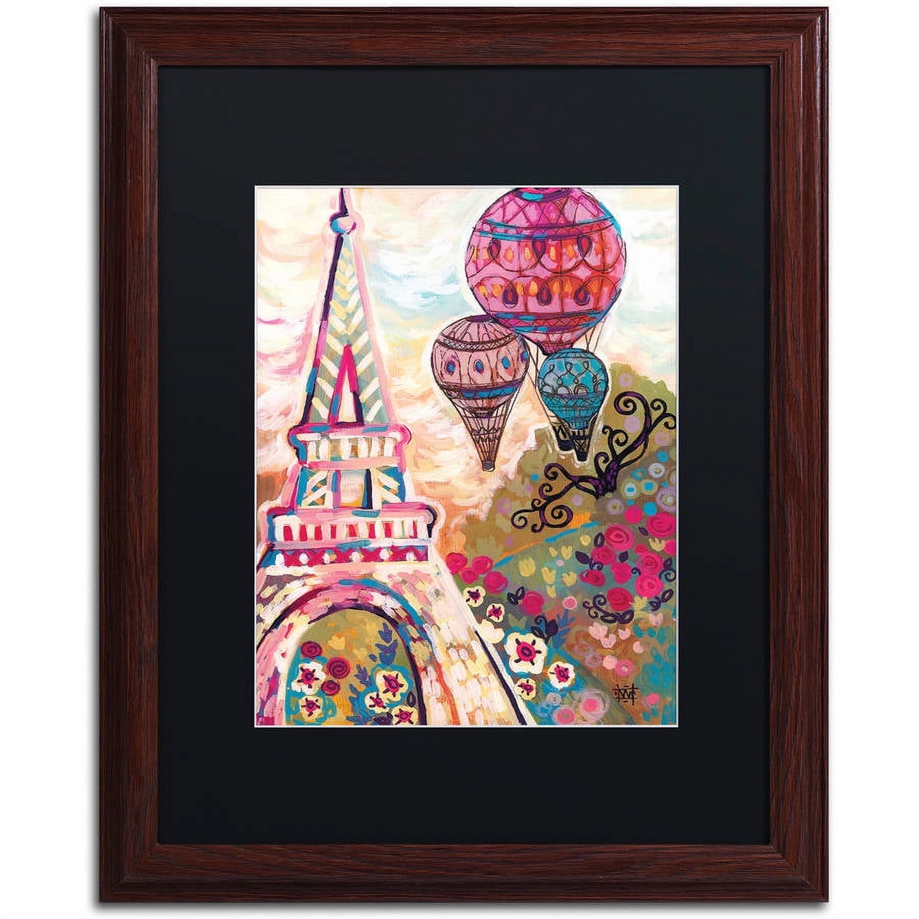 Trademark Fine Art "Ballons Sur Paris" Canvas Art by Natasha Wescoat, Black Matte, Wood Frame