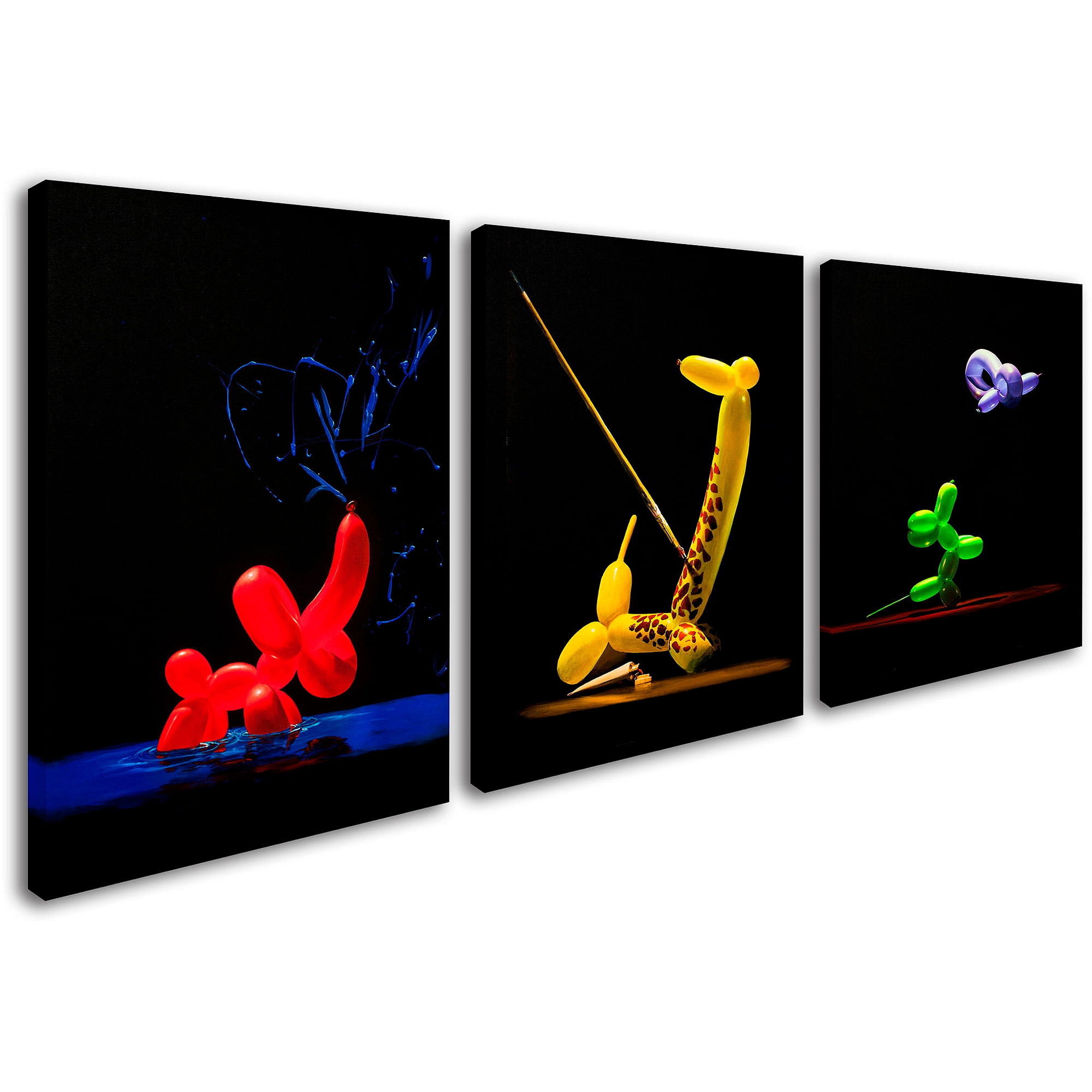 Trademark Fine Art "Balloon Animals" Three 14x19 Panel Art Set by Roderick Stevens
