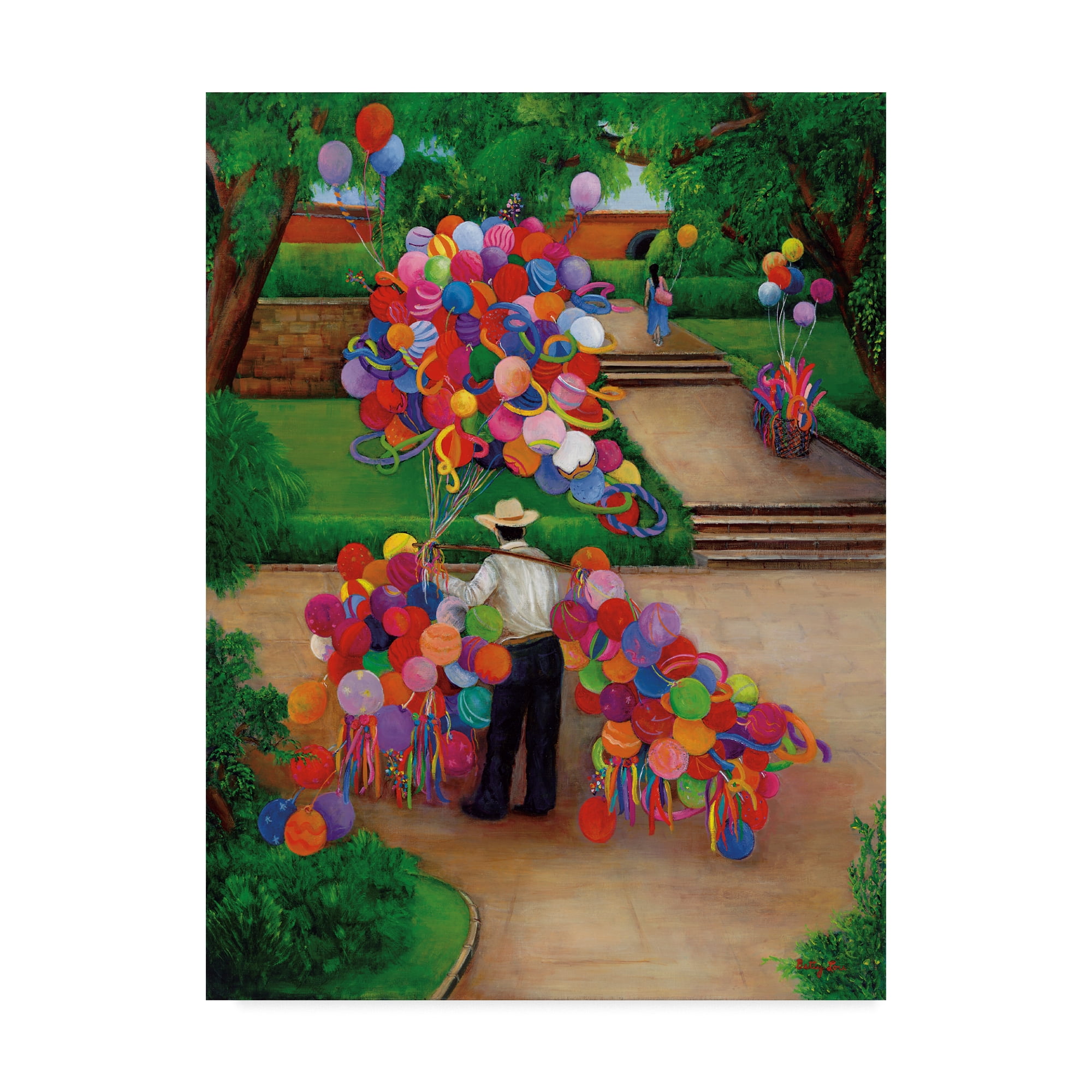 Trademark Fine Art 'Balloons In The Park' Canvas Art by Betty Lou