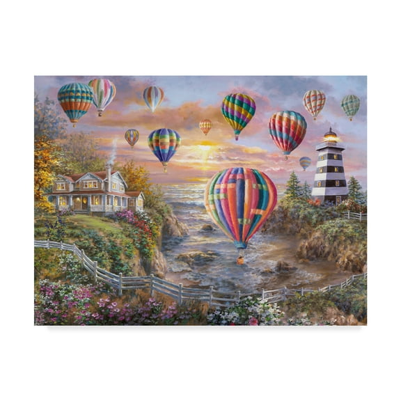 Trademark Fine Art 'Balloons Over Cottage Cove ' Canvas Art by Nicky Boehme