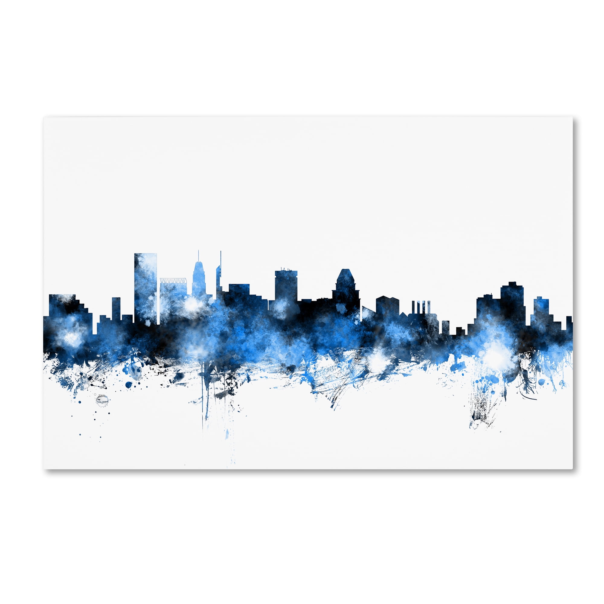 Trademark Fine Art "Baltimore MD Skyline White" Canvas Art by Michael Tompsett