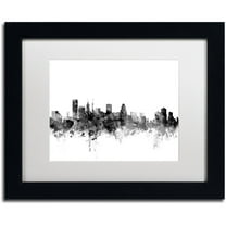 Trademark Fine Art "Baltimore Maryland Skyline B&W" Canvas Art by Michael Tompsett, White Matte, Black Frame