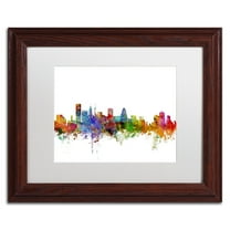 Trademark Fine Art 'Baltimore Maryland Skyline' Canvas Art by Michael Tompsett, White Matte, Wood Frame
