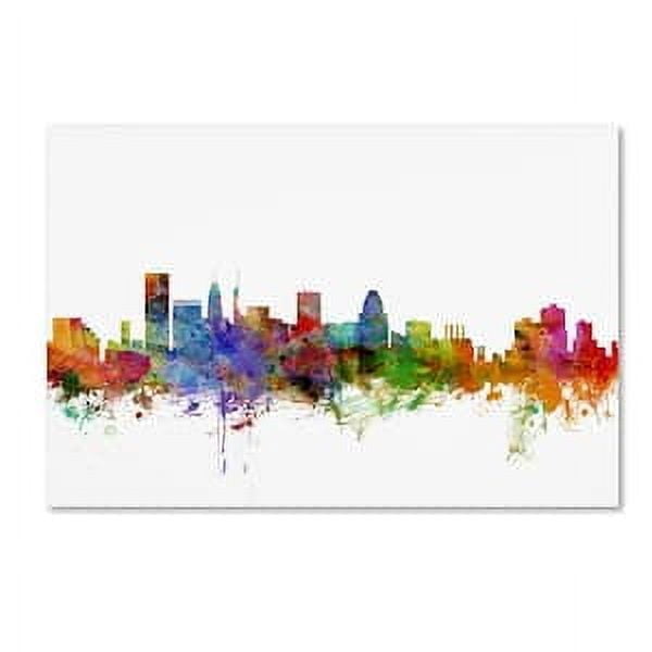 Trademark Fine Art "Baltimore Maryland Skyline" Canvas Art by Michael Tompsett