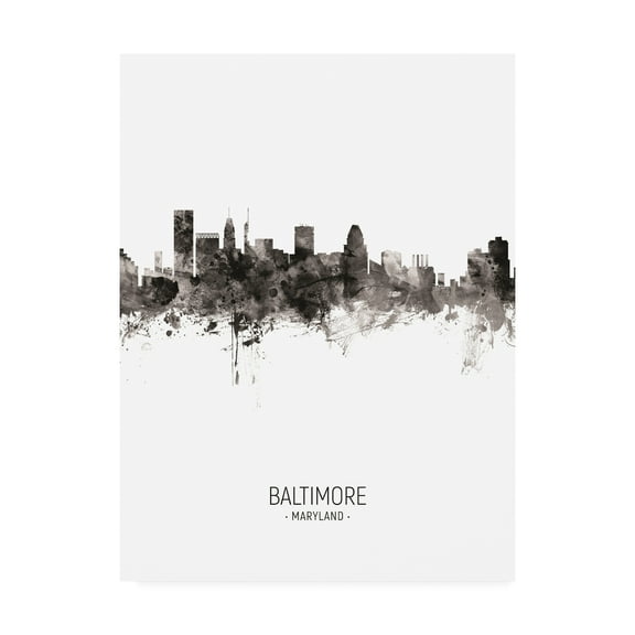 Trademark Fine Art 'Baltimore Maryland Skyline Portrait II' Canvas Art by Michael Tompsett