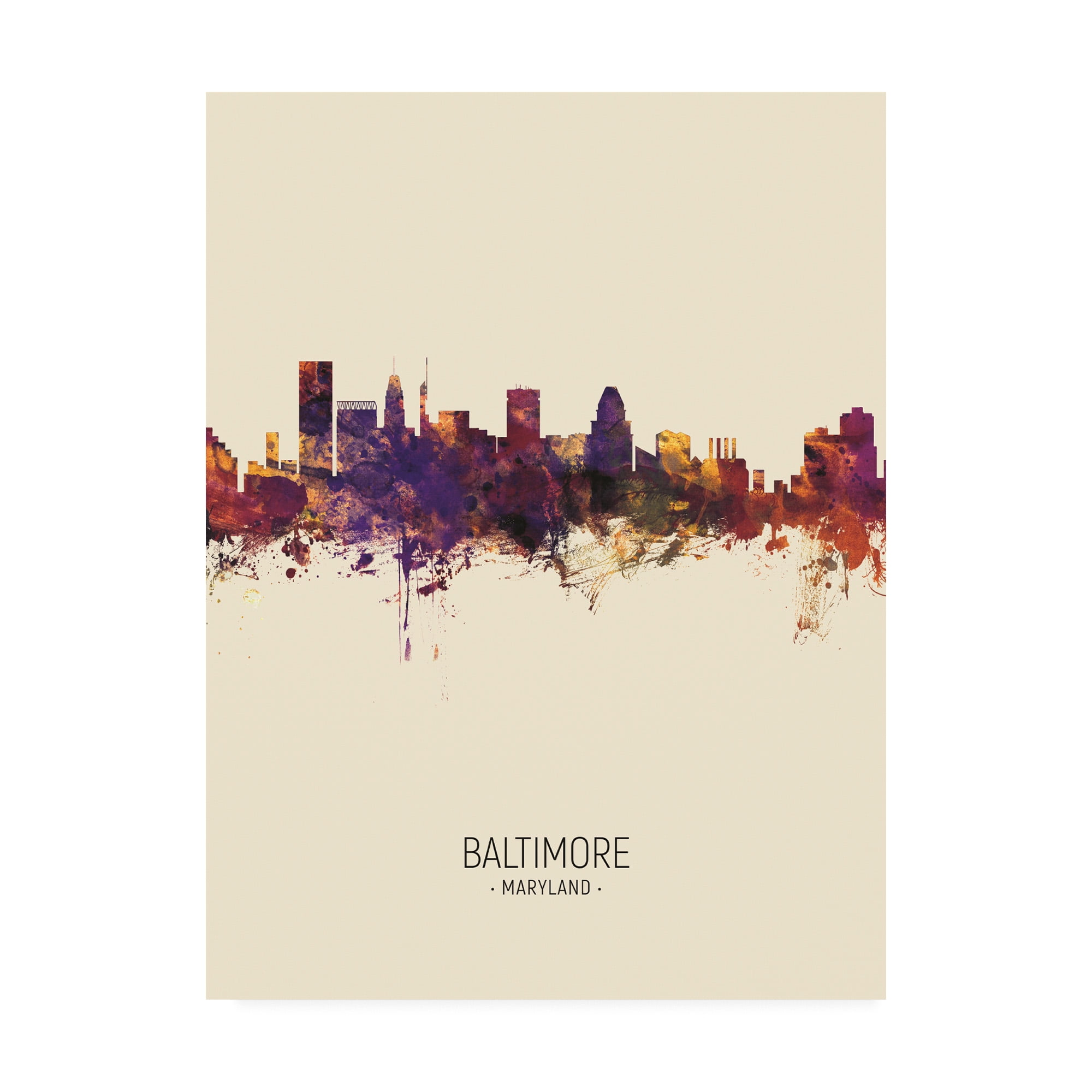 Trademark Fine Art 'Baltimore Maryland Skyline Portrait III' Canvas Art by Michael Tompsett
