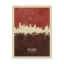 Trademark Fine Art 'Baltimore Maryland Skyline Red II' Canvas Art by Michael Tompsett