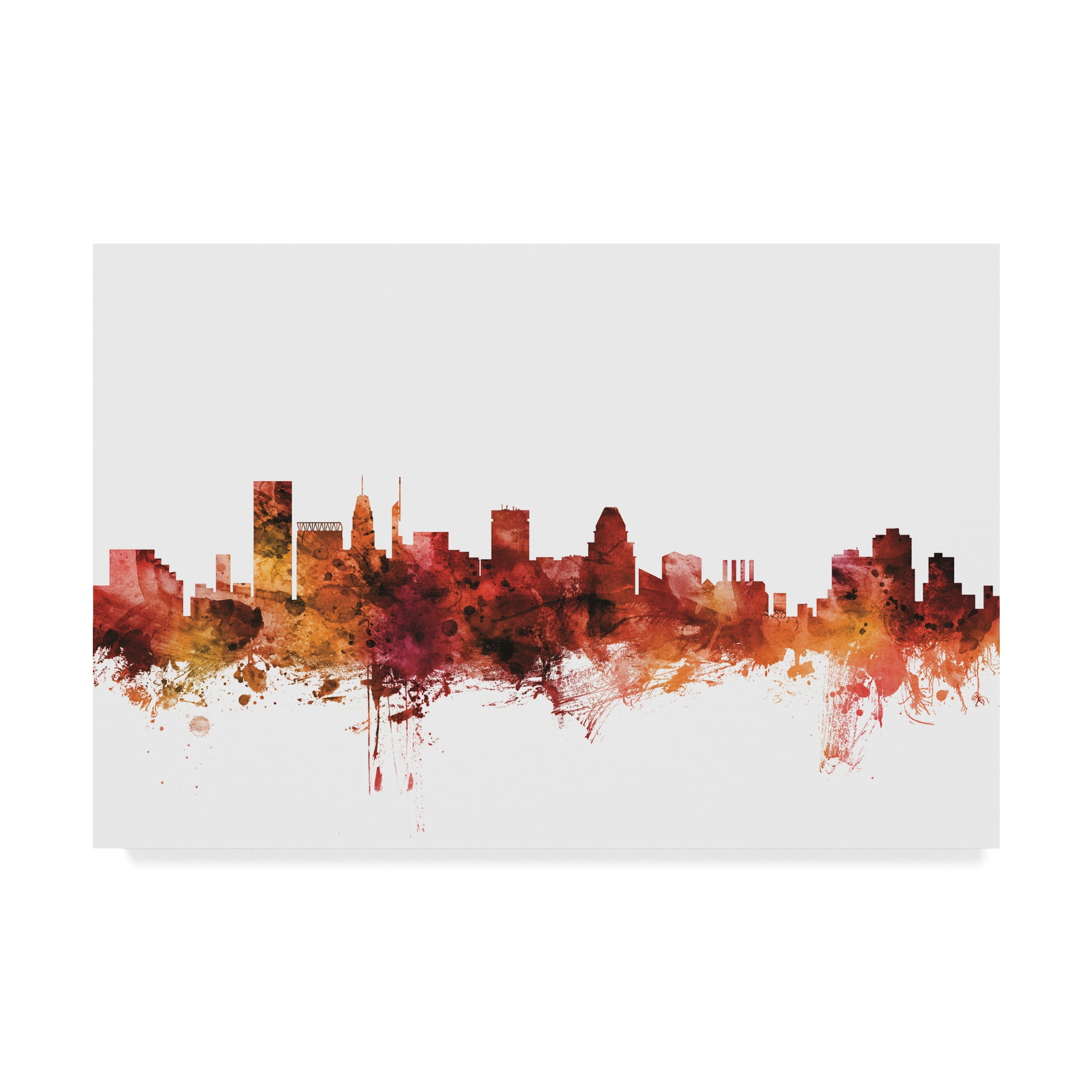 Trademark Fine Art 'Baltimore Maryland Skyline Red III' Canvas Art by Michael Tompsett