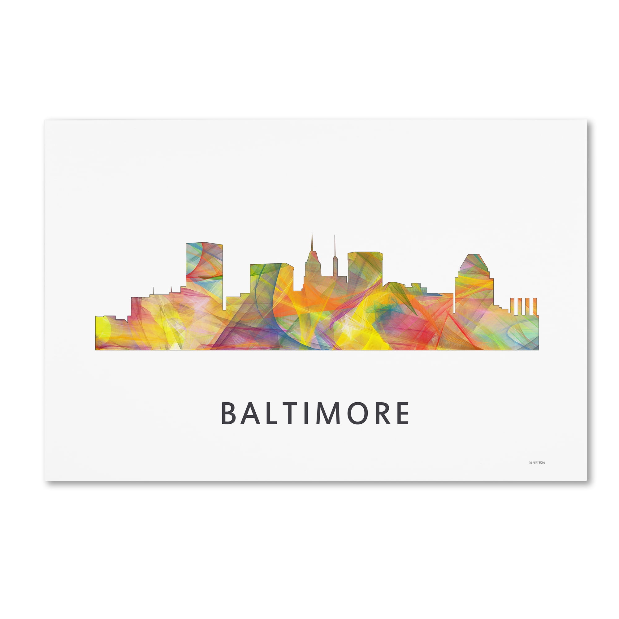 Trademark Fine Art 'Baltimore Maryland Skyline WB-1' Canvas Art by Marlene Watson