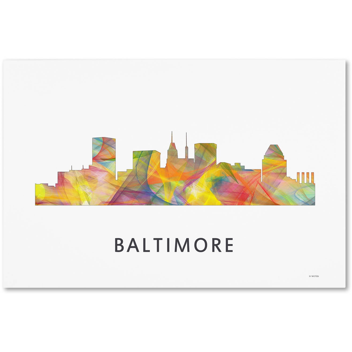 Trademark Fine Art 'Baltimore Maryland Skyline WB-1' Canvas Art by Marlene Watson