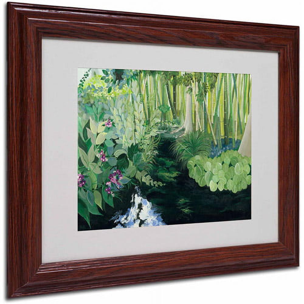 Bamboo Garden Green and Brown Canvas Art with Wood Frame