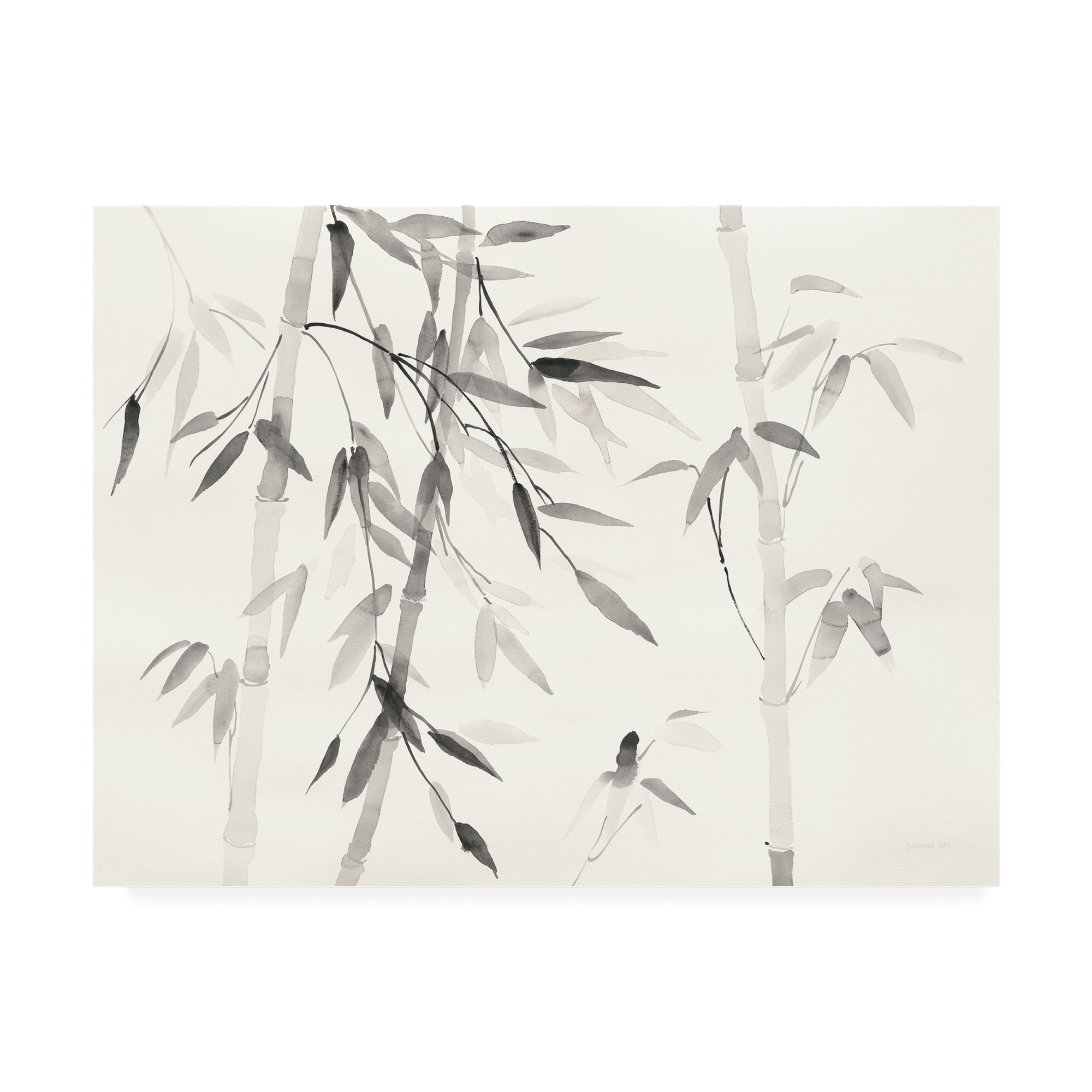 Black and White Bamboo Leaves Canvas Art Print, 14 x 19
